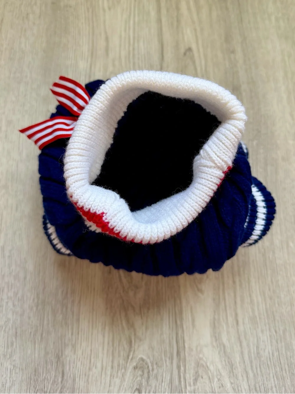 Red, White & Navy Blue Striped Bow - Pet/Puppy Dog Sweater/Dress - size Small